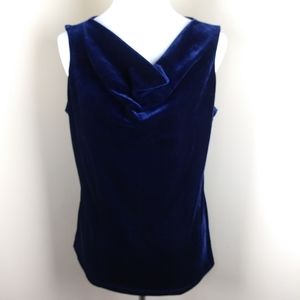 NWT Chaps Navy Velvet Cowl Neck Sleeveless Top